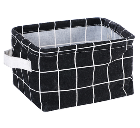 Desktop Makeup Organizer Storage Box with Linen Basket