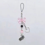Kawaii Heart Bow Phone Chain - Aesthetic Accessory