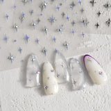 Star Nail Stickers 5D Embossed Star Nail Decals for Nail Art Self Adhesive Silver Aurora Star Nail Art Stickers with Glitter Shiny Nail Art Design Star Nail Supplies for DIY Manicure for Women Girls