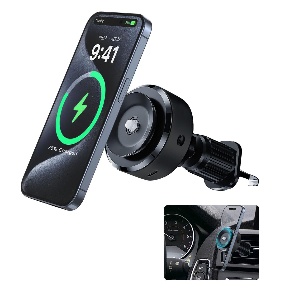 Jkoailiwi Suction Cup Phone Mount for Car with Wireless Charging Adjustable Phone Holders for Your Car Hands-Free Car Vent Phone Holder Suction Mount for All Phones