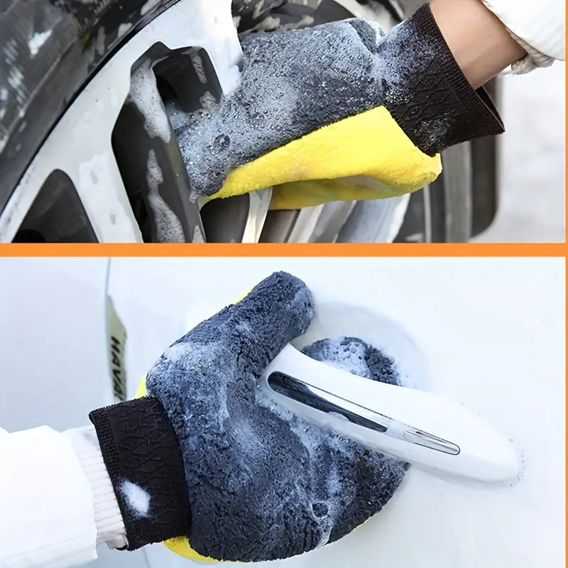 Soft Coral Fleece Car Washing Gloves for Cleaning