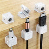 6 Pack Cord Organizer Magnetic Cable Clips Adhesive Cable Management Phone Wire Holder Keeper Organizer for Home Office Desk Car Nightstand White
