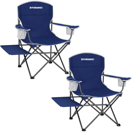 FUNDANGO Camping Chairs 2 Pack Camping Chairs for Adults with Table Outdoor Folding Chairs with Cup Holders Padded Oversized Camping Chair for Lawn Beach Hiking Picnic Outside Travel