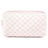 SOIDRAM Floral Makeup Bag Quilted Cosmetic Bag Cute Makeup Pouch Coquette Makeup Bag Aesthetic Travel toiletry bag Organizer Cotton Makeup Brushes Storage Bag for Women (Bow & Chain -M)