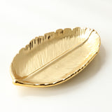 Ceramic Jewelry Tray with Gold Leaf Design (Home Decor)