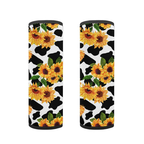 ENLACHIC Kids Car Seat Belt Cover Cute Cartoon Animal Print Baby Car Seat Strap Pads Infant Car Seat Protector Car Accessories Universal All CarsSunflower Cow Print