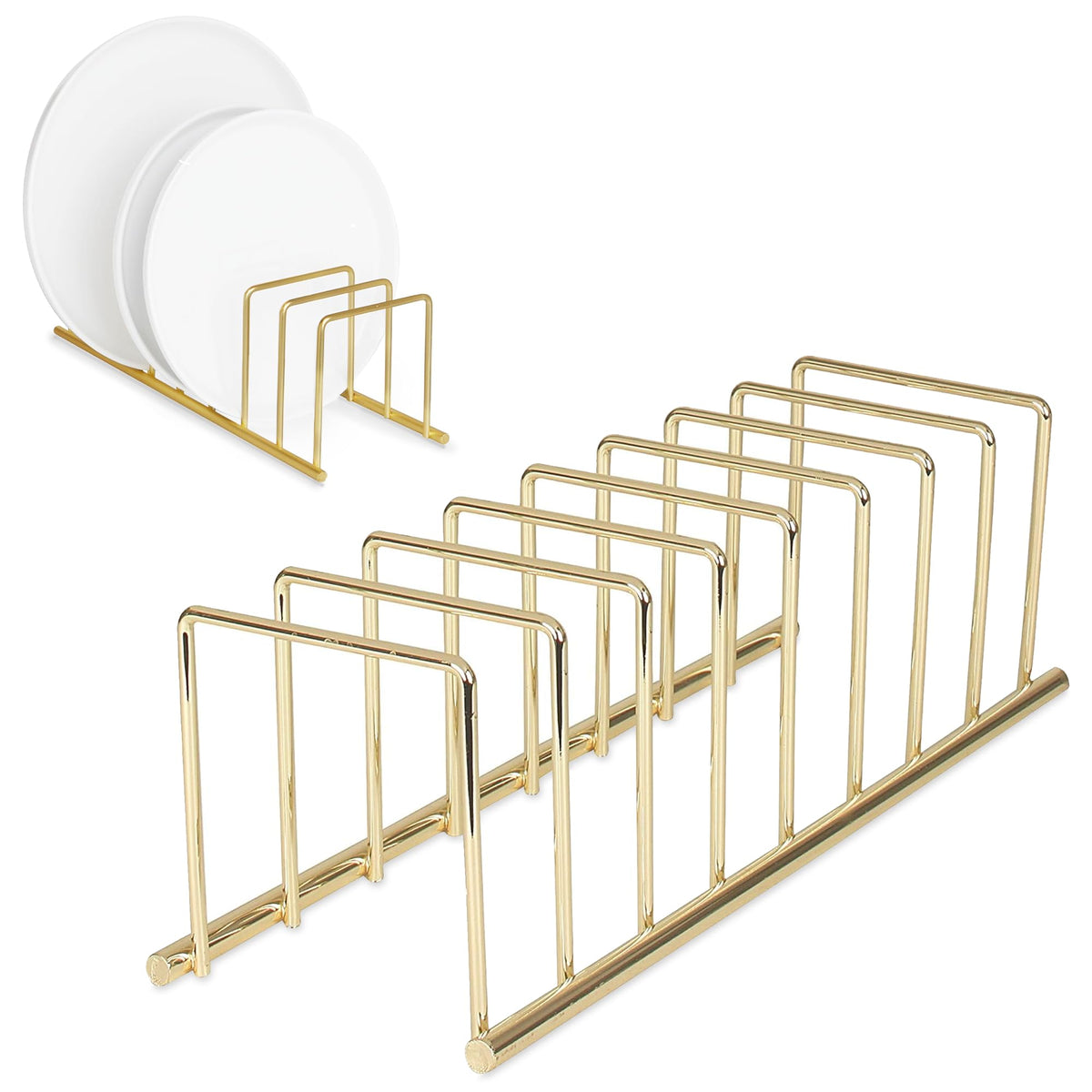Spectrum Dish Drying Rack for Kitchen Counter Euro Kitchen Organizer (Gold) - Space-Saving Dish Rack Holder - Dish Drainer for Pots & Pans Plates Cutting Boards Serving Trays & Lids