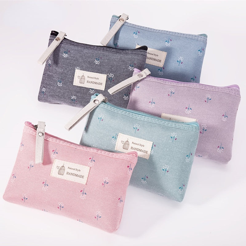 Japan Style Floral Canvas Cosmetic Bag for Women