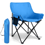 Leonyo Camping Chair Oversized Folding Camping Chair Heavy Duty Portable Moon Chair with Carry Bags Outdoor & Lawn Chairs for Outside Fishing Hiking Travel Beach and Sports (Blue)
