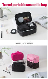 Double Layer Cosmetic Bag for Travel and Makeup Storage