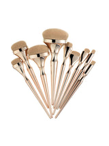 9-Piece Gold Plated Makeup Brush Set for Professionals