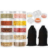 FWUNYVN 2 Sets 5 Layers Clear Portable Travel Spice Jars Multi Camping Spice Containers with Organizer Bag Stackable Spice Salt and Pepper Set for Outdoor Cooking Camping Traveling Barbecuing