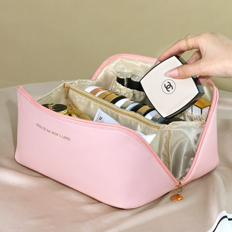 Elegant PU Cosmetic Bag - Portable Large Capacity