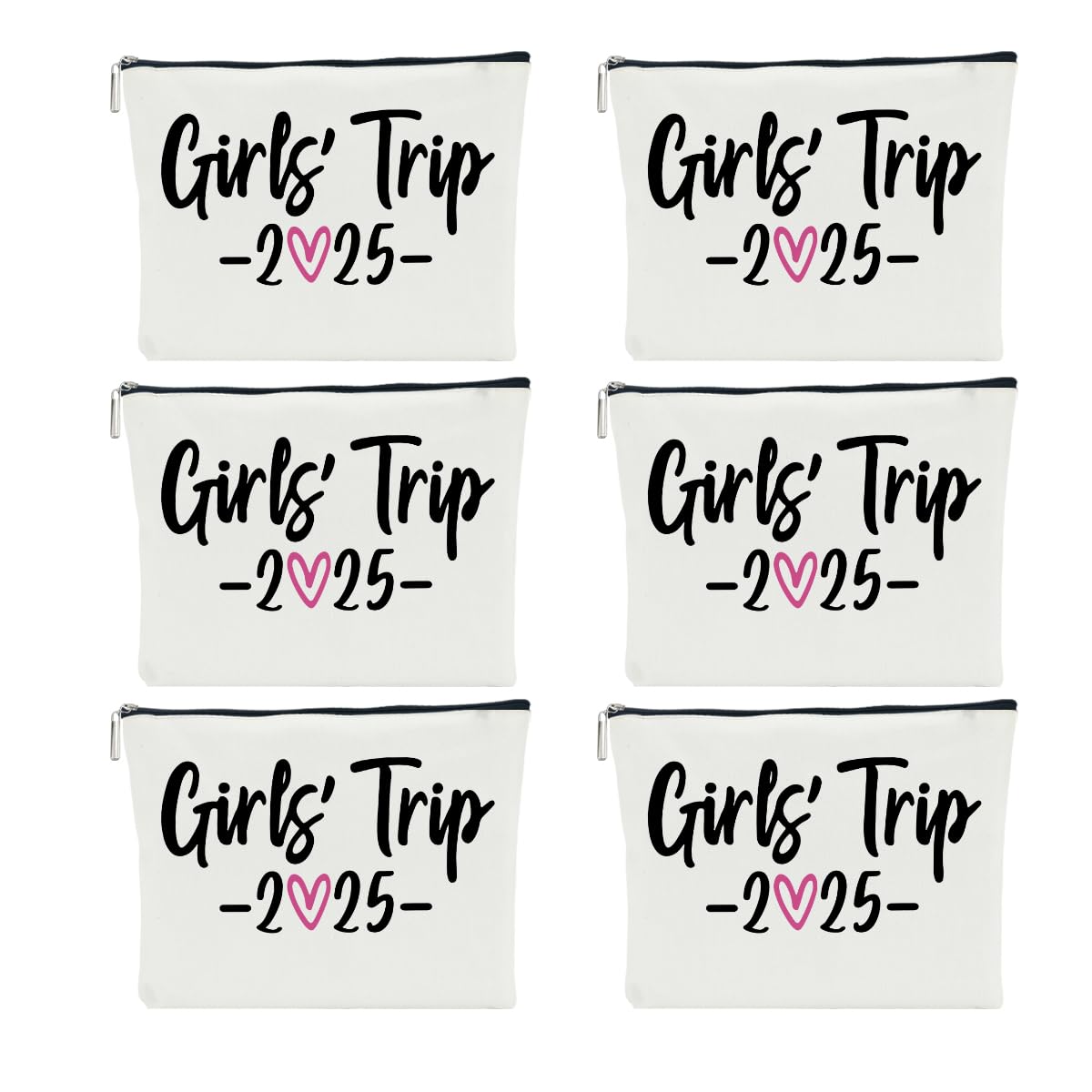 6 PCS Girls Trip Gifts Favors 2025 Girls Weekend Gifts for Women Bestie Gifts Friend Gifts Girls Trip Favors for Best Friend Sister Lady Friendship Holiday Vacation Makeup Bag Weekend Bags for Women