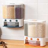 Wall-mounted Three-compartment Grain Storage Box
