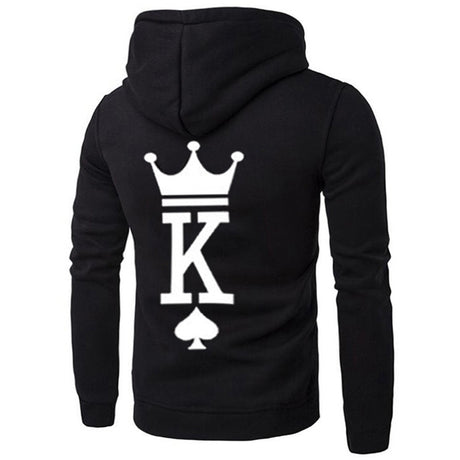 Couple's Hooded Long Sleeve Sweatshirts with Crown Design