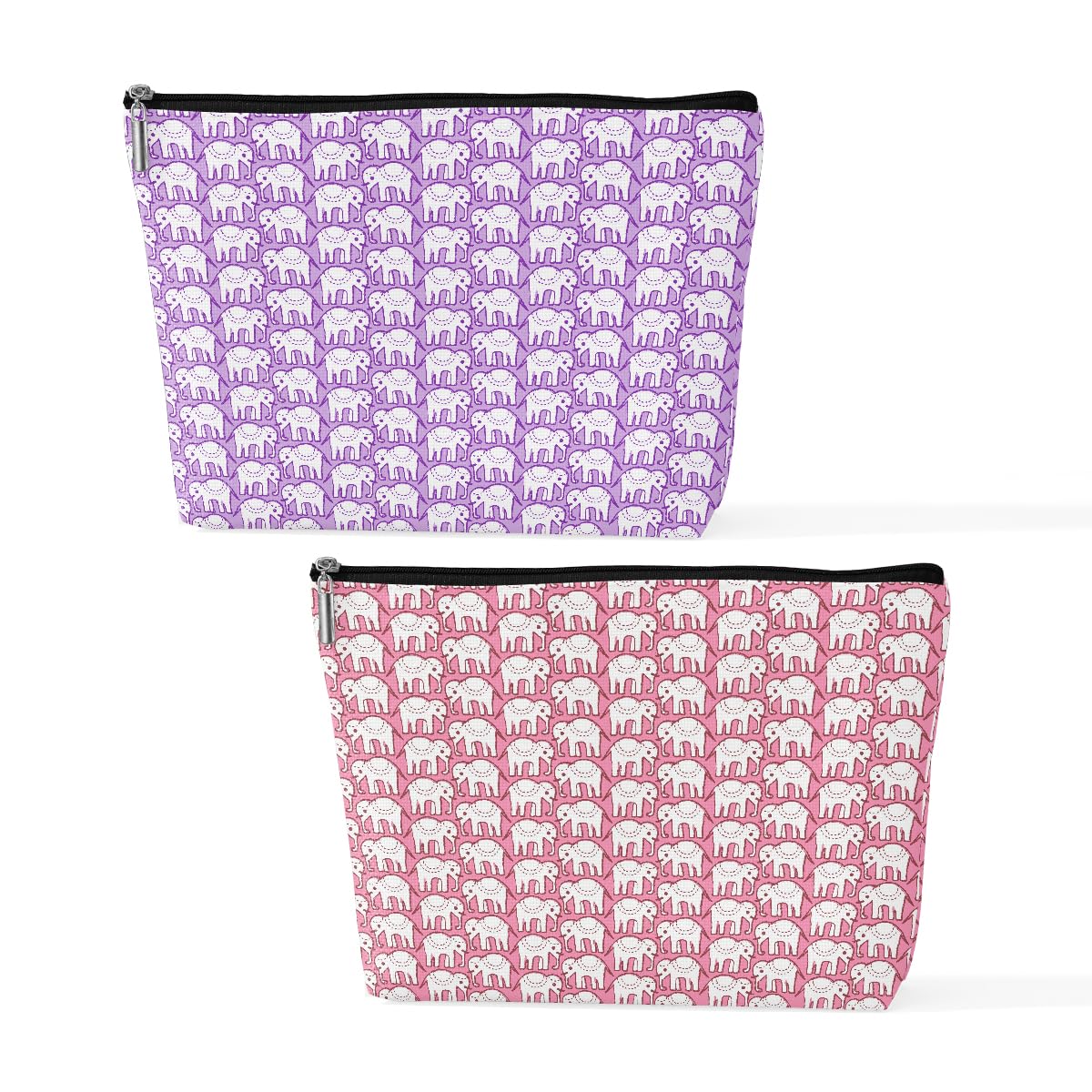 2 Pieces Preppy Stuff Preppy Makeup Bag Preppy Gifts elephant gifts for Women Female Teen Girls Friend Daughter Elephant Lover Birthday Graduation Mothers Day Pink Purple Cosmetic Bag Travel Pouch