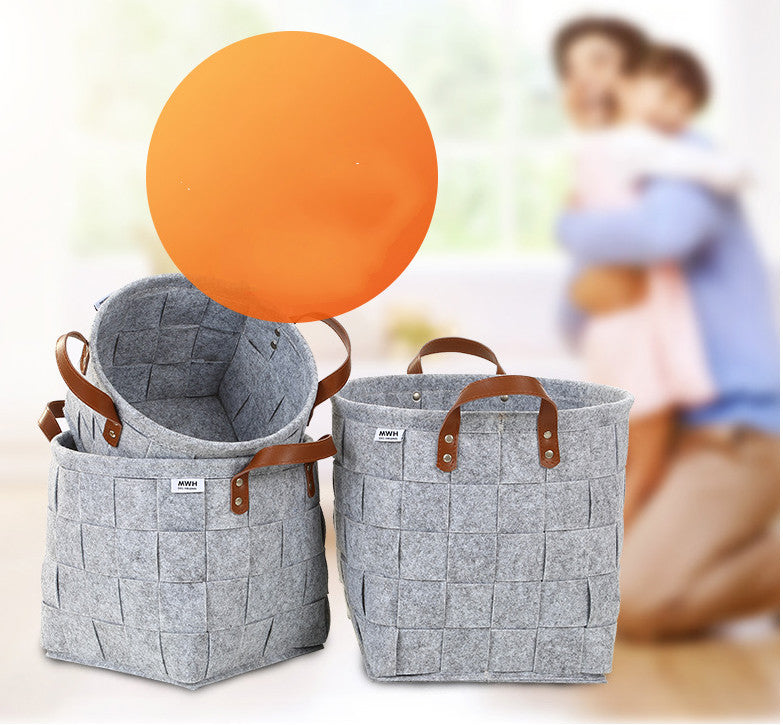 Thick Felt Storage Bin - Round Fabric Laundry Basket