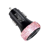 Dual USB Car Charger Quick Charge 3.0 Car Adapter Fast Charging Charger Compatible with iPhone 11/11pro/ MAX/XS/XR/X/10iPadSamsung S10/S10+/S9Google Pixel 4/4 XL etcBling Car DecorPure Pink