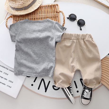 Boys' Outfit with Cute Cat Pattern Set