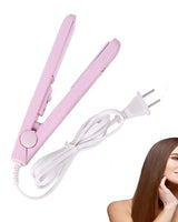 Mini Hair Curler Mini Hair Straightener Hairstyling Iron Heating CurlerFlat Iron Hair Straightener for Travel Flat Iron Dormitory or Home (Pink)