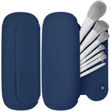 BAGCRAZY Travel Makeup Brush HolderSilicon Portable Cosmetic Face Brushes Holder with Built-in Brush CleanerUpgrade Travel Essentials Makeup Brush CaseMakeup Tools Organizer for Travel (Navy Blue)
