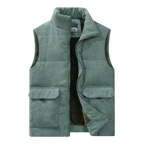 Men's Corduroy Vest with Pockets and Thick Lining
