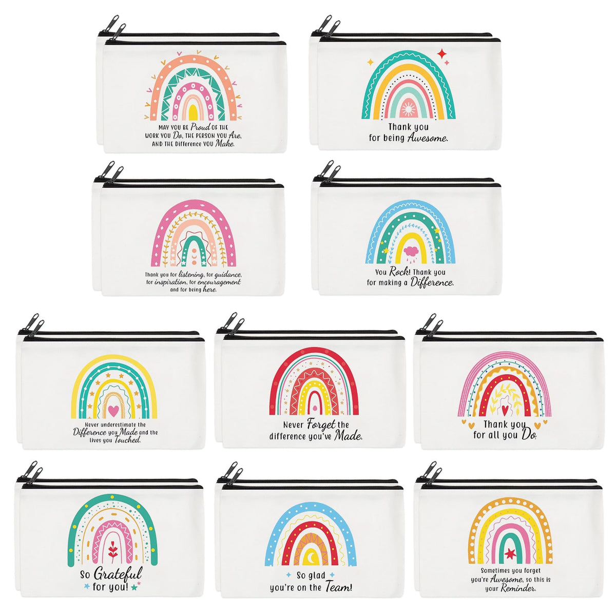 Reginary 20 Pieces Cosmetic Bag for Women Roomy Makeup Bags with Zipper Toiletry Bag Pouch Travel Packing Accessory Organizer Gifts 7 x 4.3 Inches(Employee)