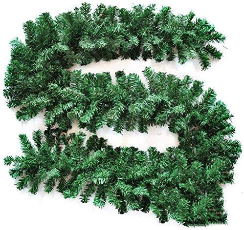 Crownland 9 Feet Christmas Soft Garland Holiday Green Artificial Christmas Garland Home Garden Artificial Greenery is Suitable for Indoors Outdoors Garden Staircase Wreath Decor (Pack of 2)