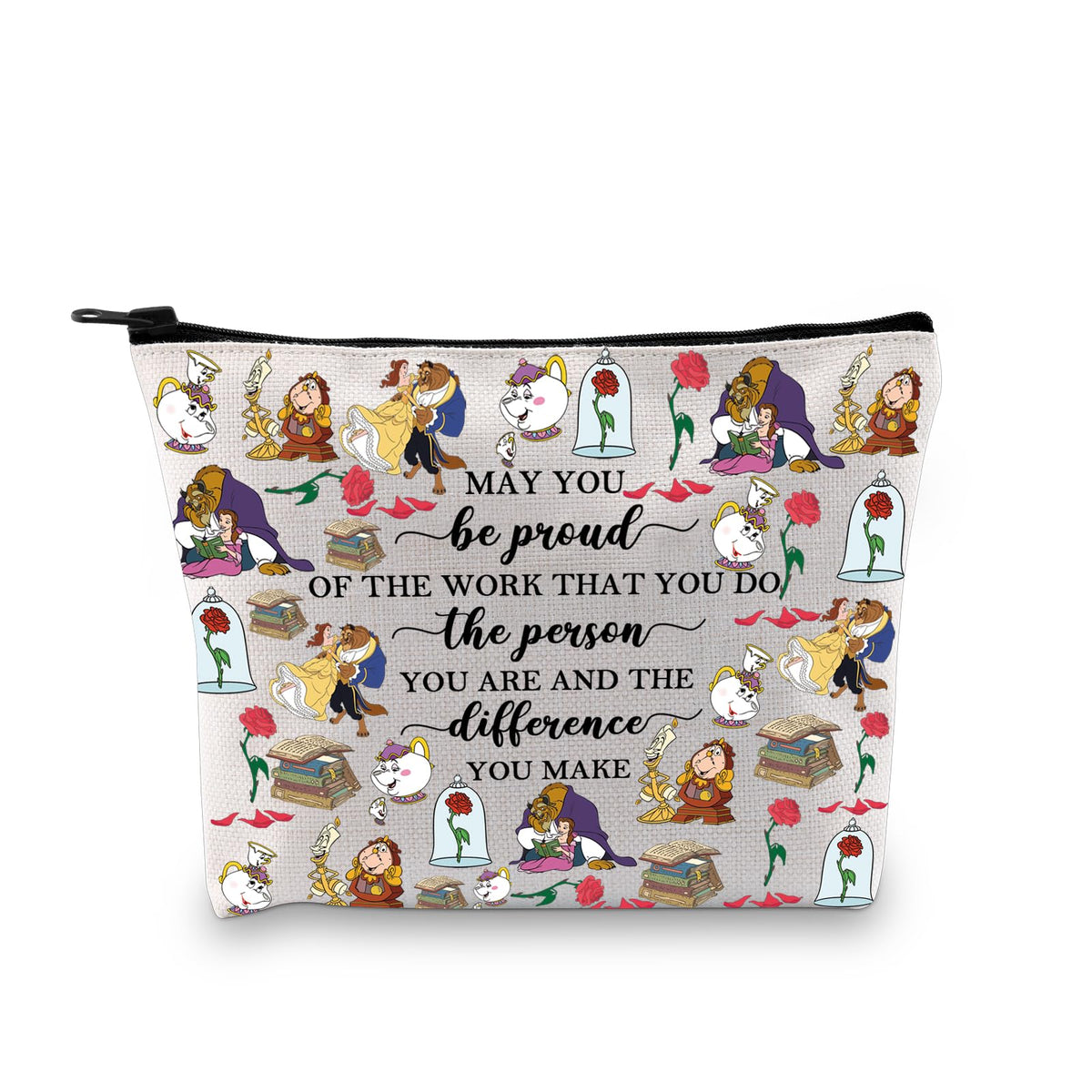 BDPWSS Beauty Beast Story Inspired Gift May You Be Proud Of The Work That You Do The Person You Are Princess Belle Makeup Bag (Be proud beauty bag)
