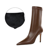Pointed High-Heeled Sexy Short Boots for Women