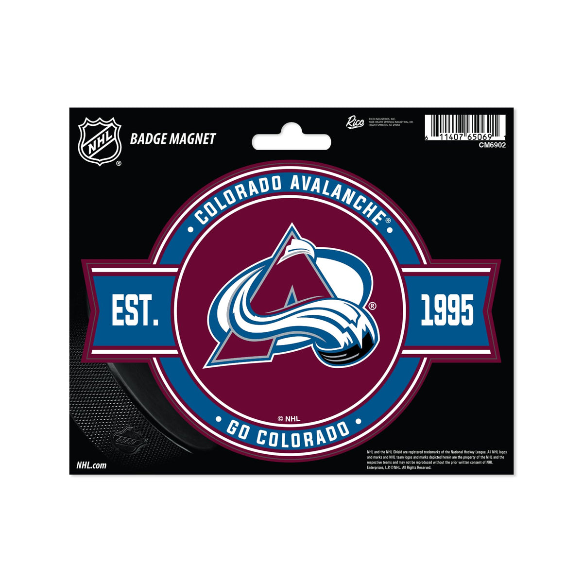 Rico Industries NHL Hockey Colorado Avalanche Standard Badge Magnet - for Car Fridge