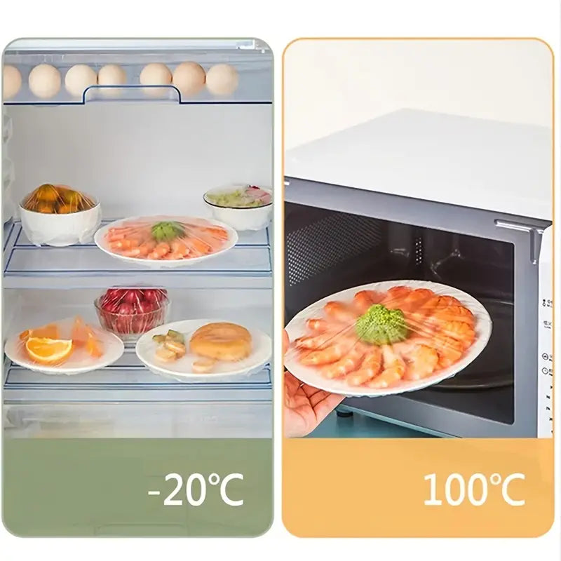Disposable Plastic Food Storage Covers - 50/100pcs Set