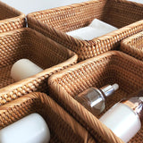 Hand-Woven Rattan Wicker Rectangular Storage Basket