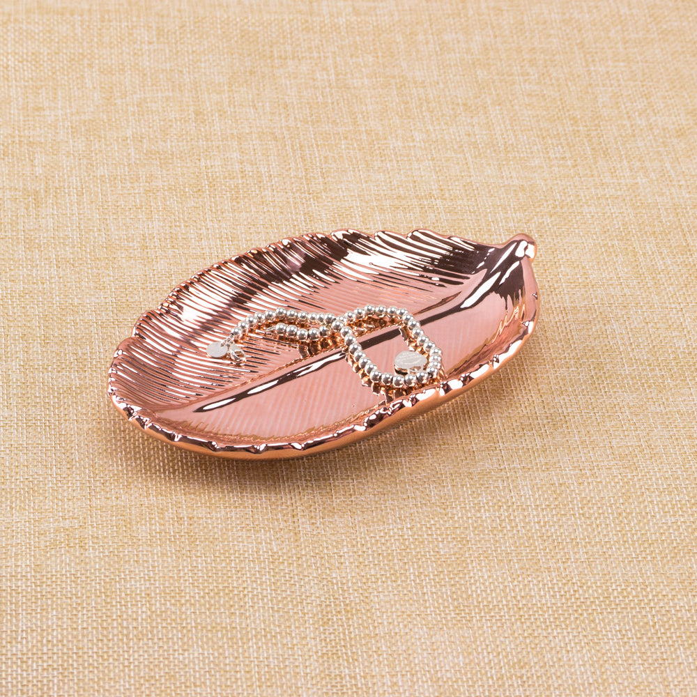 Ceramic Jewelry Tray with Gold Leaf Design (Home Decor)