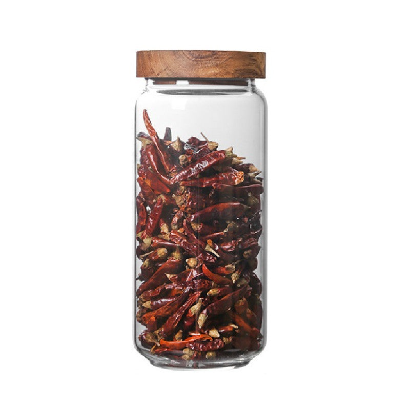 Airtight Wooden Lid Glass Storage Jars for Food