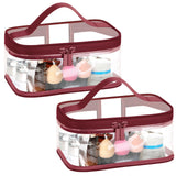 HAOGUAGUA 2 Pieces Clear Makeup Bags Cosmetic Toiletry Bags for Traveling Waterproof Travel Transparent TSA APPROVED Carry On Airport Airline Compliant Bag (2 PIECES RED)