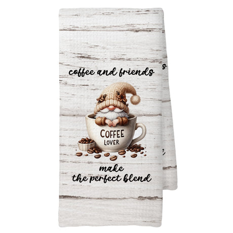CUANFDDSF Coffee Gnomes Coffee Bar Decor Kitchen Towels Coffee Lover Gifts for Women Men Girls Coffee Station Decor，Coffee Bar Accessories Decoration Tea Towels Kitchen Hand Towels 16x24 Inch