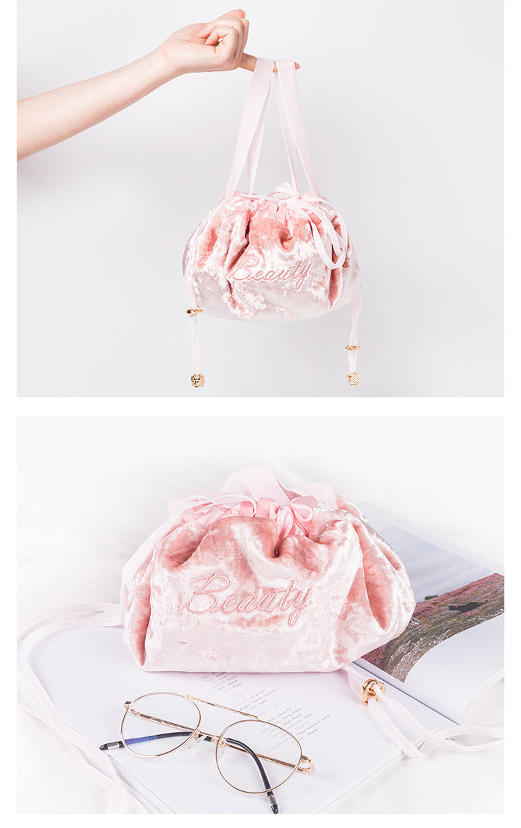 Large Travel Makeup Bag with Drawstring Closure