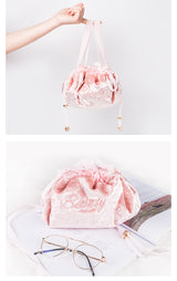 Large Travel Makeup Bag with Drawstring Closure