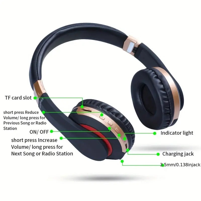 Wireless BT Headphones with Microphone for Gaming