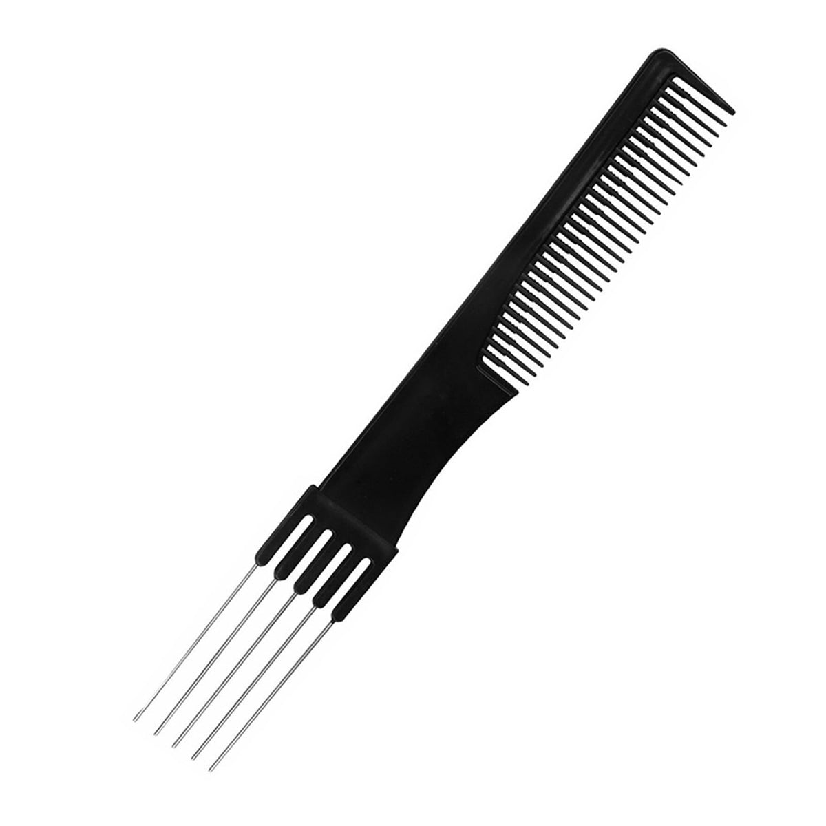Beautifultracy Teasing Comb with Metal Pick Combs for Women Hair Pick Comb for Hair Styling (1Pc Black)