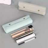 Portable Leather Makeup Brush and Lipstick Organizer