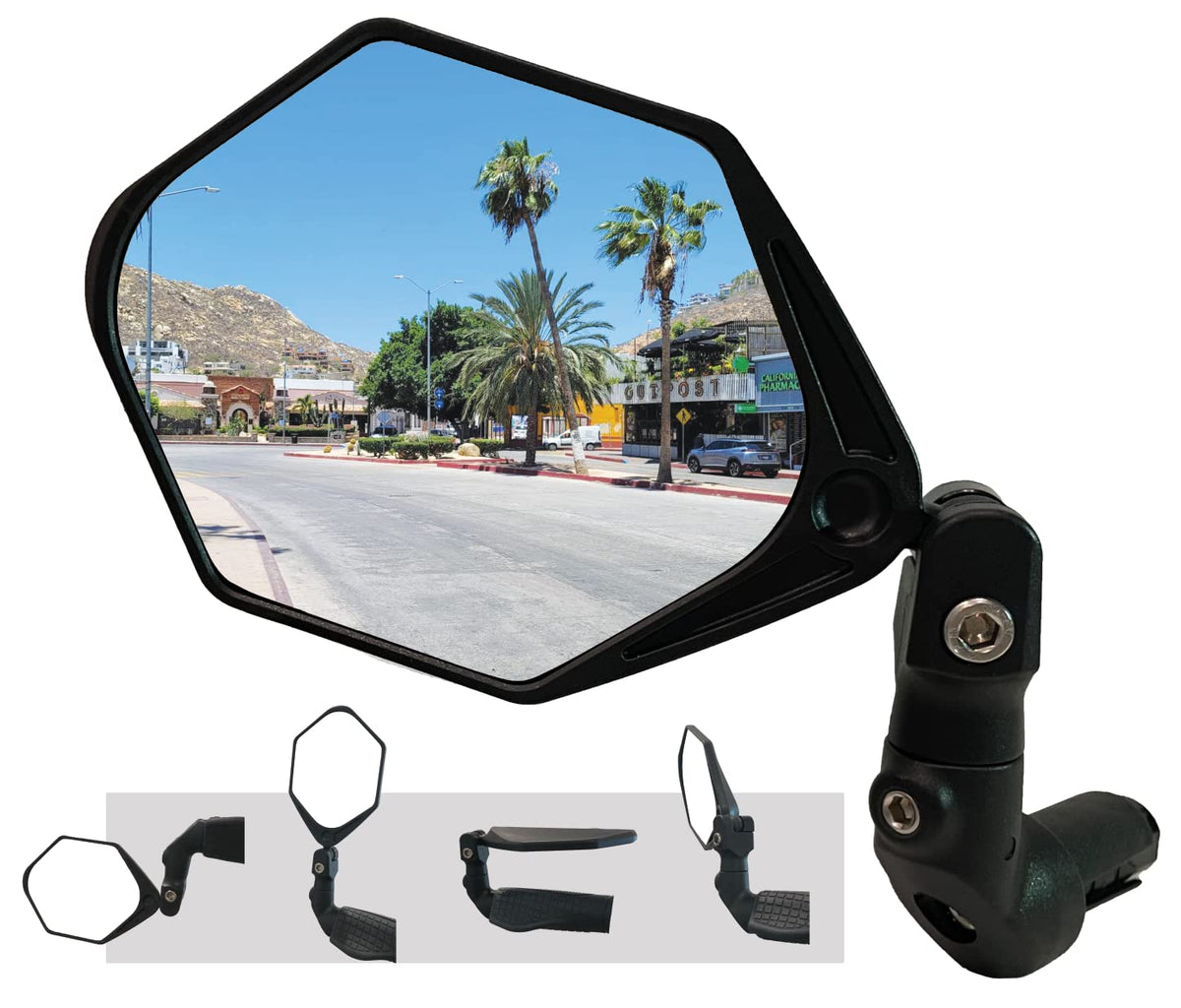 Hafny NEW Bar End E-Bike Mirror Large Surface Handlebar Bike Mirror HD Automotive Grade Glass Bicycle Mirror Safe Blast-Resistance Cycling Mirror (HF-M904-FR08) (Silver Glass)