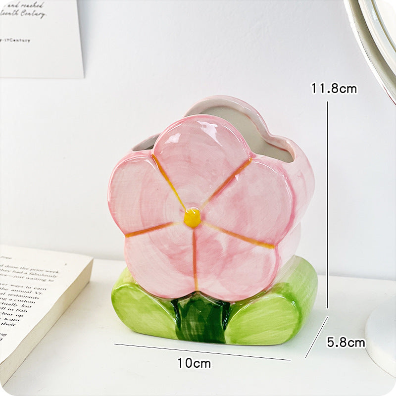 Ceramic Flower Pencil Holder for Desk Organization