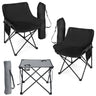 HaSteeL Camping Chairs Set for Adults 2 Black Folding Moon Chairs & 1 Lightweight Camp Table with Side Pockets & Cup Holders Carrying Bags Portable for Outdoor Travel Beach Backyard Fishing Hiking