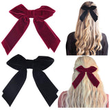 DEEKA 2 PCS 6" Large Velvet Bows Hair Clips Barrettes Hair Accessories for Women and Girls -Black/Red
