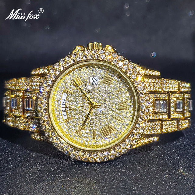 Men's Calendar Quartz  Diamond Watch - Atlantic Shopping Mall