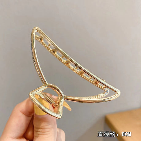 Large Metal Pearl Butterfly Hair Claw Clip for Women