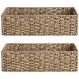 StorageWorks Seagrass Woven Storage Basket Bathroom Storage Organizer Basket Toilet Paper Basket Storage Basket for Toilet Tank Top 2-Pack